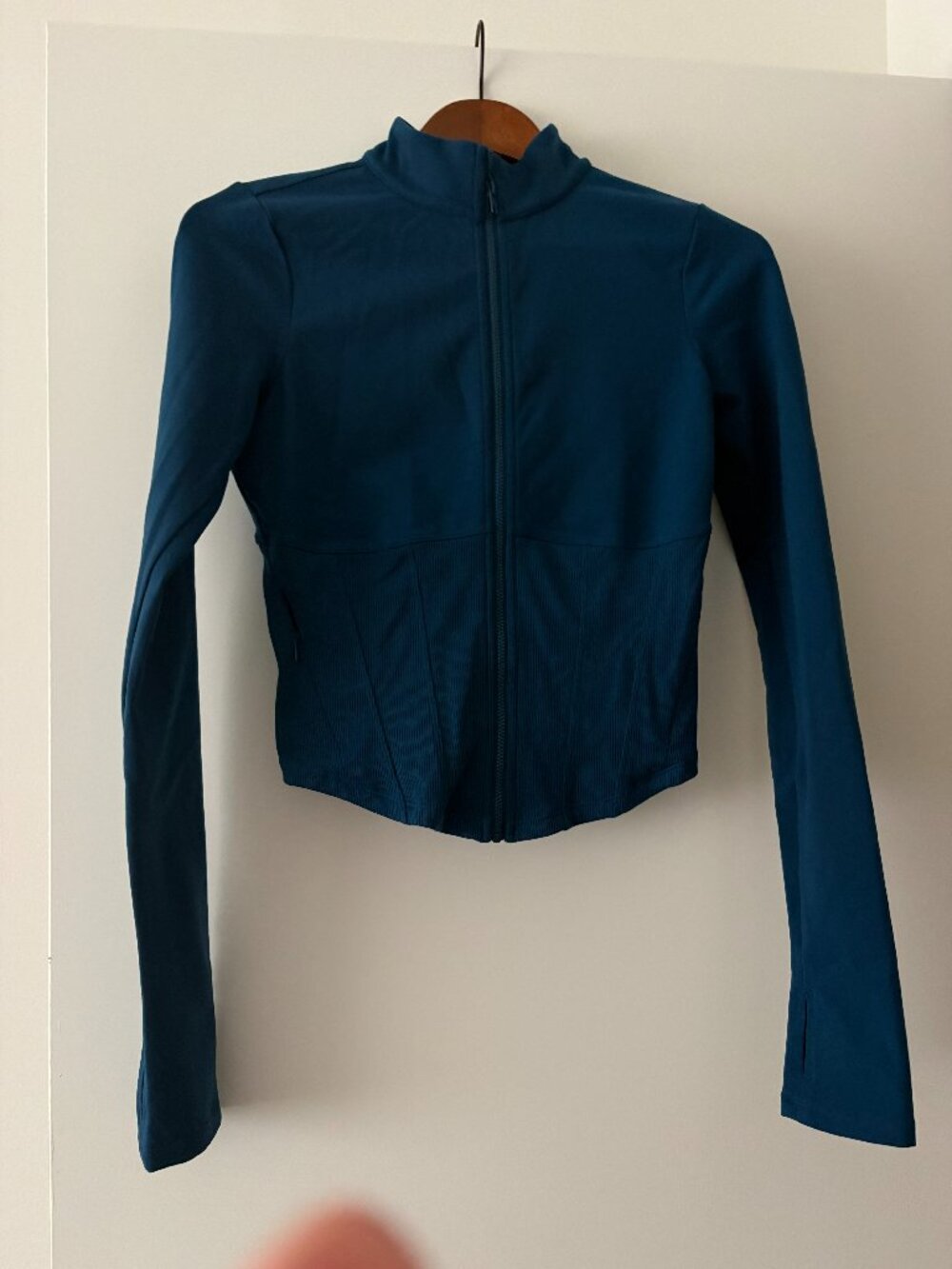 ALO Yoga Women's Full Zip Cropped Jacket Blue Teal Size Small